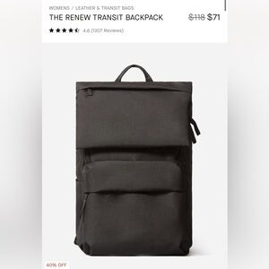 Renew Transit Black Backpack